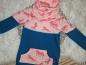 Preview: Loopkragenhoodie als Longhoodieversion Gr. 98 "Pferde rosa"