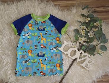 T-Shirt Gr. 98/104 "Zootiere blau"