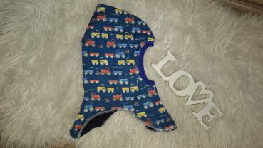 Schlupfmütze KU 50-52cm "Trecker mit Hänger"