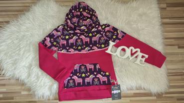 Loopkragenhoodie Gr. 110/116 "Dalapferde"
