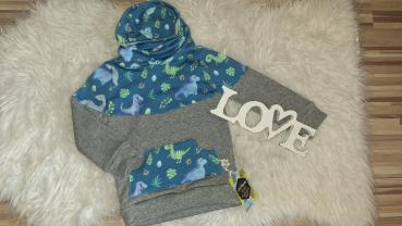 Loopkragenhoodie Gr. 86 "Dinosaurier"