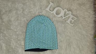 Beanie Kopfumfang 49-52cm "Sterne mint/türkis"