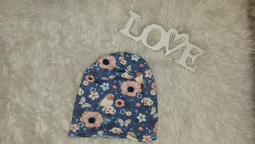 Beanie Kopfumfang 49-52cm "Rotkehlchen Jeansblau"