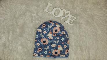 Beanie Kopfumfang 53-56cm "Rotkehlchen jeansblau"