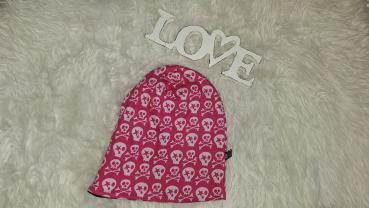 Beanie Kopfumfang 53-56cm "Skulls rosa"