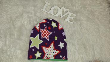 Beanie Kopfumfang 53-56cm "Sterne lila"