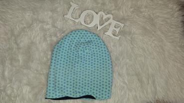 Beanie Kopfumfang 53-56cm "Sterne mint/türkis"