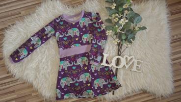 Langarmkleid Gr. 98/104 "Elefanten"