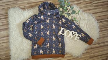Loopkragenhoodie Gr. 122/128 "Rehkitze"