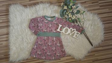 Langarmkleid Gr. 86/92 "Blumen altrosa"