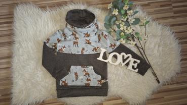 Loopkragenhoodie Gr. 92 "Rehkitze"