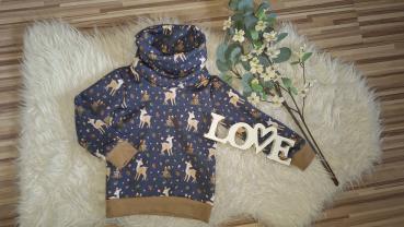 Loopkragenhoodie Gr. 98 "Rehkitze"