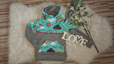 Loopkragenhoodie Gr. 98 "Don´t worry, be happy"