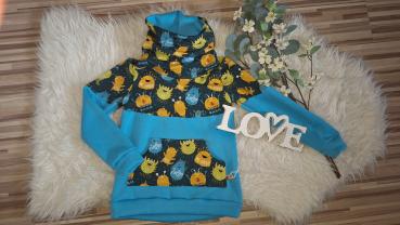 Loopkragenhoodie Gr. 110/116 "Monsterchen"