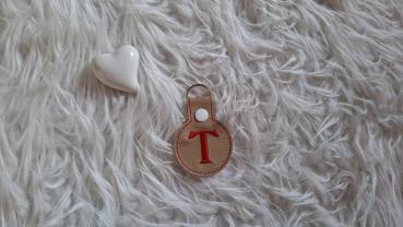 Lederschlüsselanhänger Buchstabe "T"