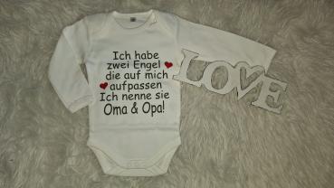 Langarmbody Gr. 62/68 "Ich habe zwei Engel...."