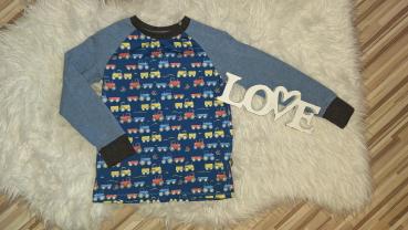 Raglanshirt Gr. 110/116 "Trecker mit Anhänger"