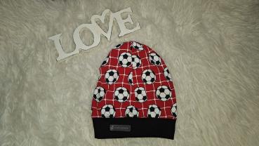 Beanie Kopfumfang ab 56cm "Fussball rot"