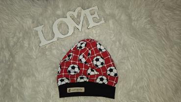 Beanie Kopfumfang 47-49cm "Fussball rot"