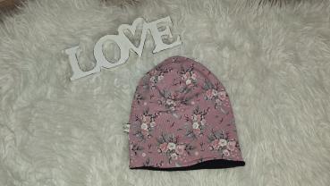 Beanie Kopfumfang 46-48cm "Blumen altrosa"