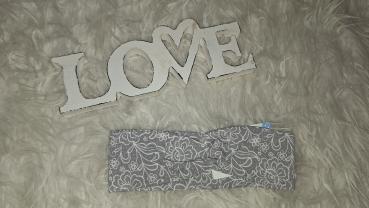 Stirnband Kopfumfang 48-53cm "Blumen hellgrau"