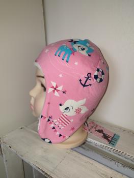 Fliegermütze KU 46-48cm "Hafenkitze rosa"