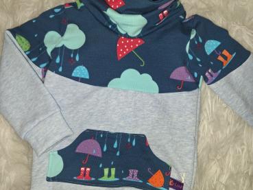 Loopkragenhoodie Gr. 80 "Regenwetter"