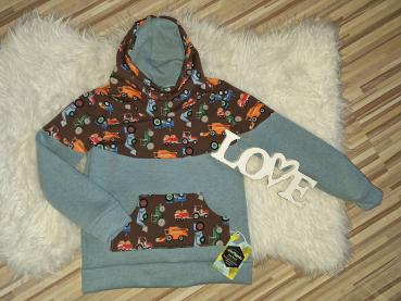 Loopkragenhoodie Gr. 122/128 "Trecker"