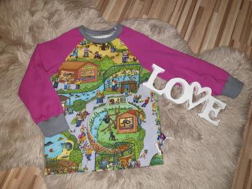 Raglanshirt Gr. 98 "Wimmelbuch Zoo Nordhorn"