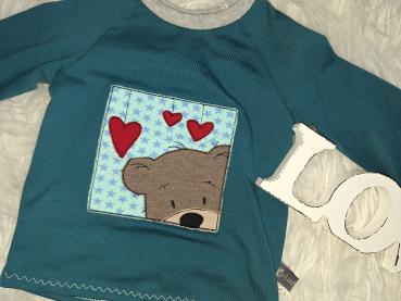 Raglanshirt mit Stickerei Gr. 74 "Teddyliebe"