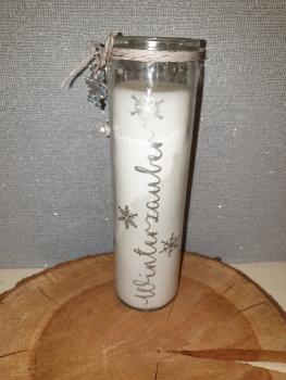 Kerzenglas "Winterzauber silber mit Kristall"