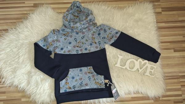 Loopkragenhoodie Gr. 110/116 "Fuchswiese"