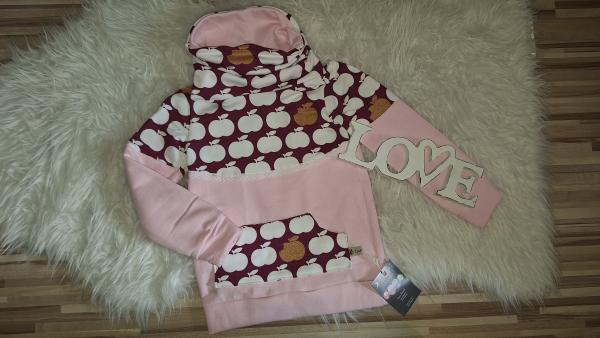 Loopkragenhoodie Gr. 104 "Äpfelchen"