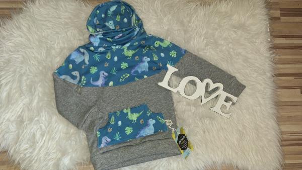 Loopkragenhoodie Gr. 86 "Dinosaurier"