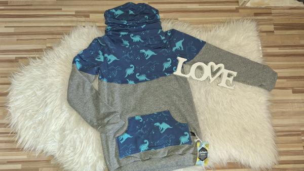 Loopkragenhoodie Gr. 134/140 "Dinosaurier"