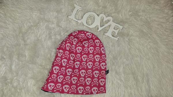 Beanie Kopfumfang 53-56cm "Skulls rosa"