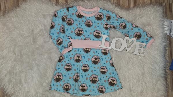 Langarmkleid Gr. 86/92 "Eulen"