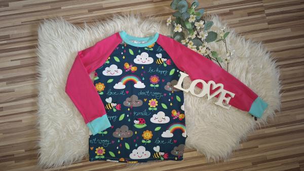 Raglanshirt Gr. 134/140 "Don´t worry, be happy"