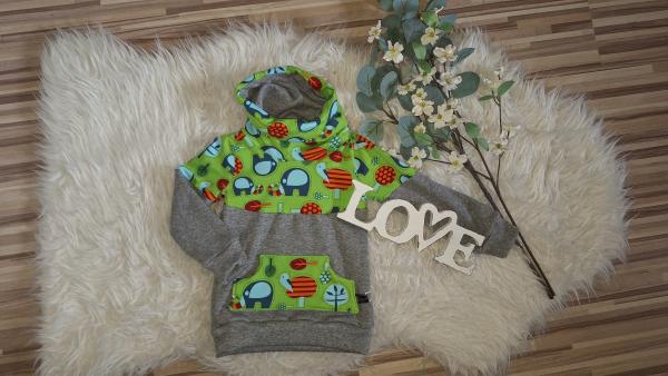 Loopkragenhoodie Gr. 80 "Elefanten"