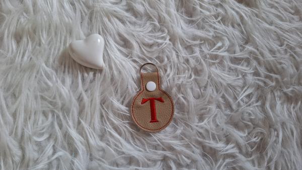 Lederschlüsselanhänger Buchstabe "T"