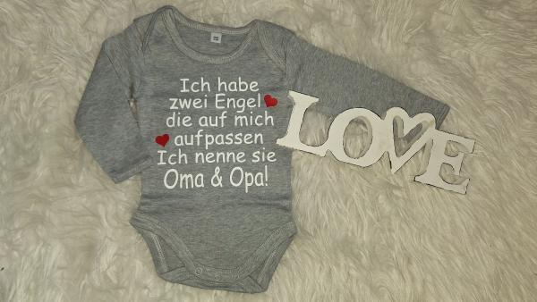 Langarmbody Gr. 50/56 "Ich habe zwei Engel...."