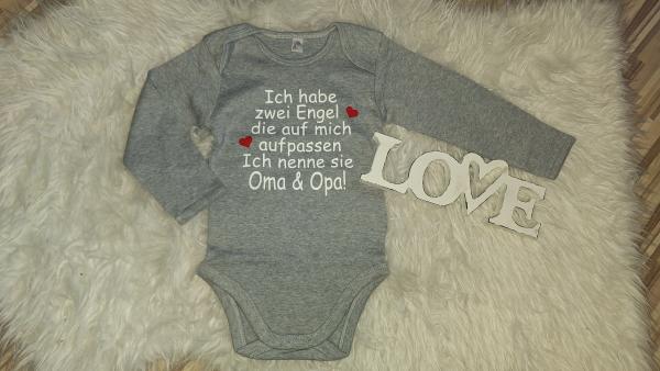 Langarmbody Gr. 86/92 "Ich habe zwei Engel...."