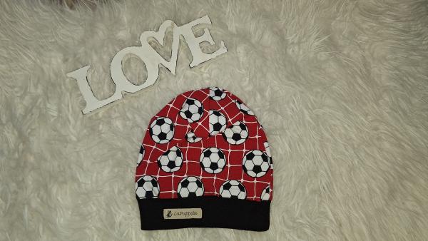 Beanie Kopfumfang 50-52cm "Fussball rot"