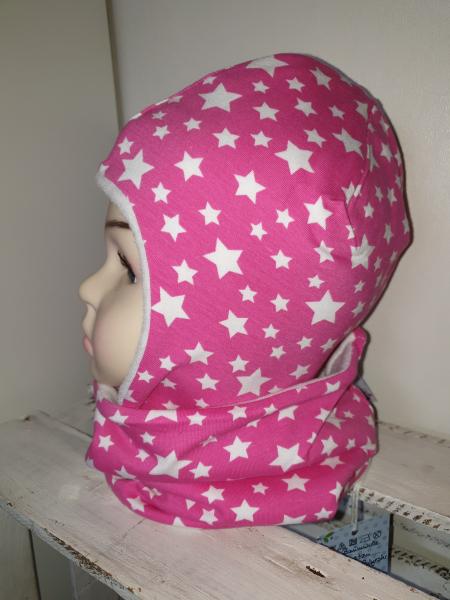 Fliegermütze KU 49-51cm "Sterne pink"