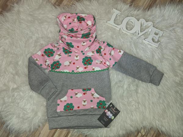 Loopkragenhoodie Gr. 74 "Schafe"