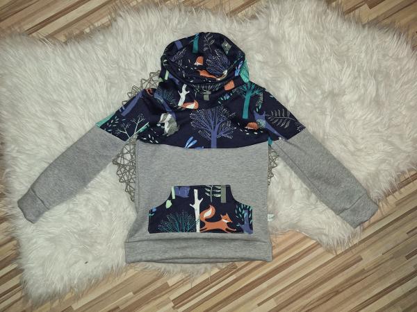 Loopkragenhoodie Gr. 98 "Waldtiere"