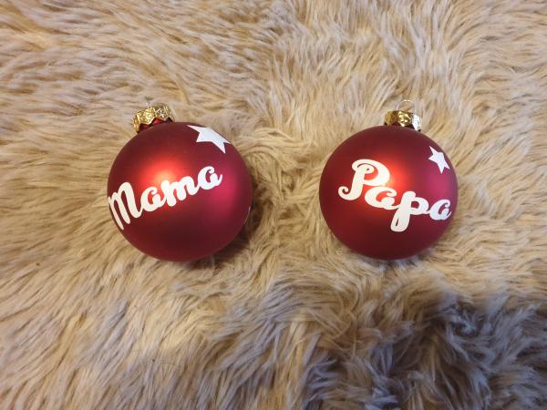 Weihnachtskugel Mama/Papa - rot