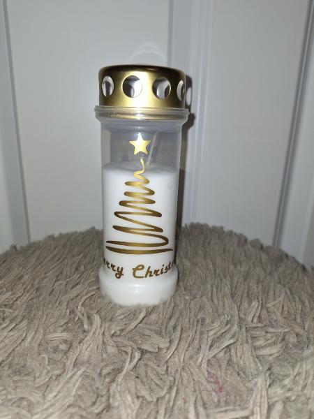 Grablicht "Merry Christmas" Gold