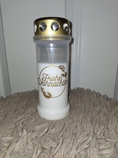 Grablicht "Frohe Weihnachten Ranke" gold