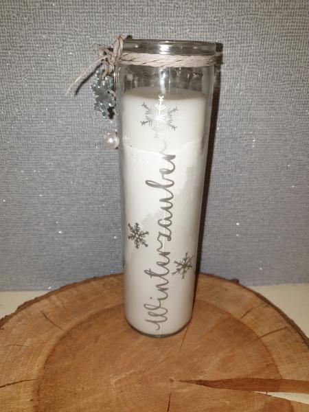 Kerzenglas "Winterzauber silber mit Kristall"